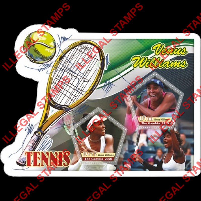 Gambia 2020 Tennis Venus Williams Illegal Stamp Souvenir Sheet of 2 Gambia 2020 Tennis Venus Williams Illegal Stamp Souvenir Sheet of 2