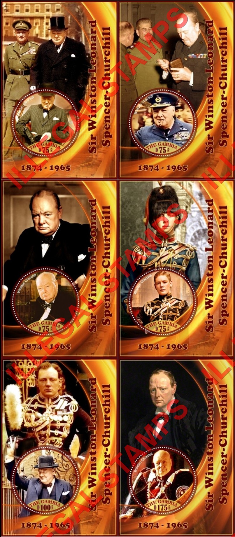 Gambia 2020 Winston Churchill Illegal Stamp Souvenir Sheets of 1 Gambia 2020 Winston Churchill Illegal Stamp Souvenir Sheets of 1