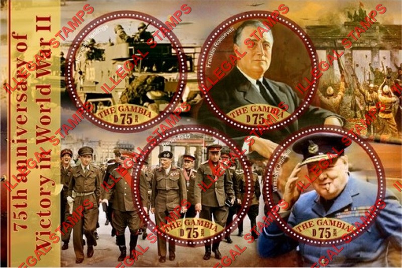Gambia 2020 World War II Victory Illegal Stamp Souvenir Sheet of 4 Gambia 2020 World War II Victory Illegal Stamp Souvenir Sheet of 4