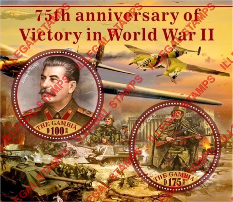 Gambia 2020 World War II Victory Illegal Stamp Souvenir Sheet of 2 Gambia 2020 World War II Victory Illegal Stamp Souvenir Sheet of 2