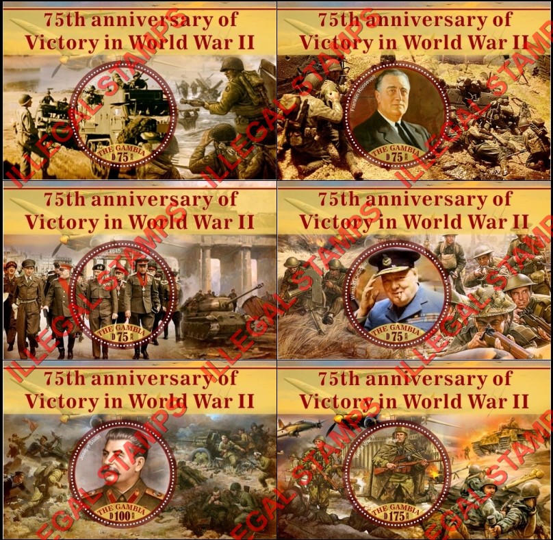 Gambia 2020 World War II Victory Illegal Stamp Souvenir Sheets of 1 Gambia 2020 World War II Victory Illegal Stamp Souvenir Sheets of 1