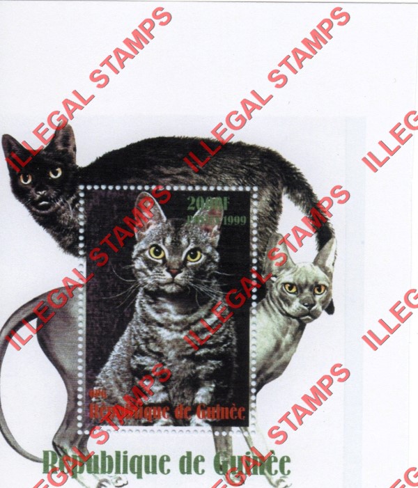 Guinea Republic 1999 Cats Illegal Stamp Souvenir Sheet of 1 Guinea Republic 1999 Cats Illegal Stamp Souvenir Sheet of 1