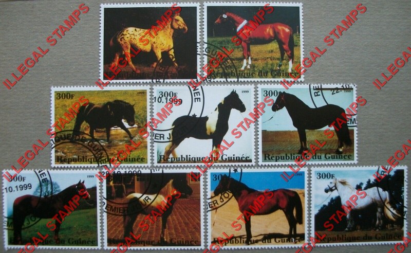 Guinea Republic 1999 Horses Illegal Stamp Set Guinea Republic 1999 Horses Illegal Stamp Set