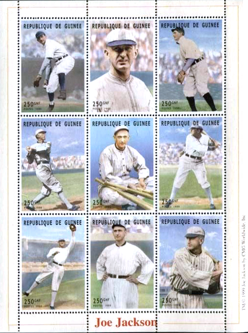 Guinea Republic 1999 Joe Jackson Baseball Legend Stamp Souvenir Sheet of 9 Michel Catalog No. 2412-2420 Guinea Republic 1999 Joe Jackson Baseball Legend Stamp Souvenir Sheet of 9 Michel Catalog No. 2412-2420