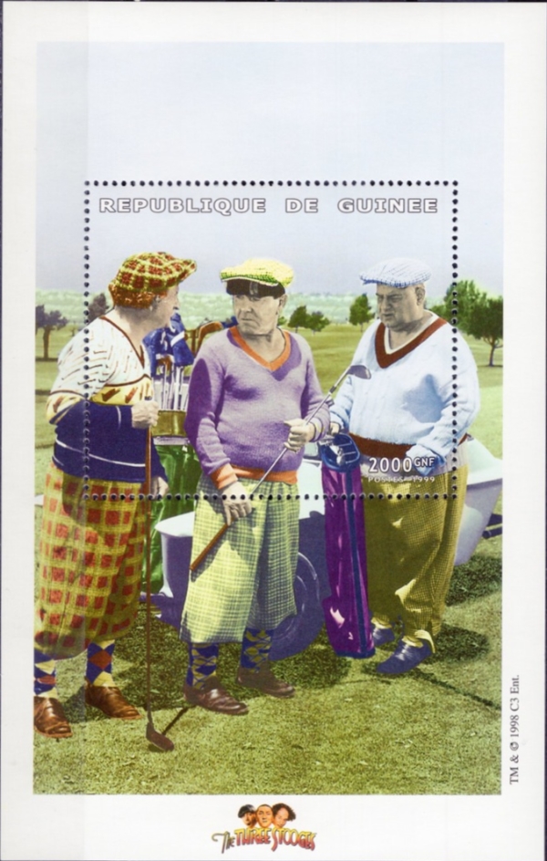 Guinea Republic 1999 The Three Stooges Stamp Souvenir Sheet of 1 Michel Catalog No. BL571 Guinea Republic 1999 The Three Stooges Stamp Souvenir Sheet of 1 Michel Catalog No. BL571