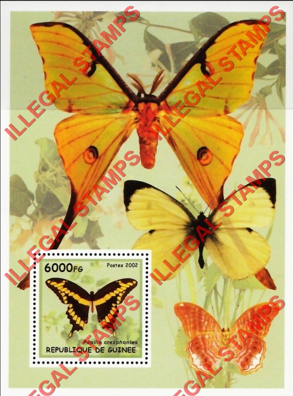 Guinea Republic 2002 Butterflies Illegal Stamp Souvenir Sheet of 1 Guinea Republic 2002 Butterflies Illegal Stamp Souvenir Sheet of 1