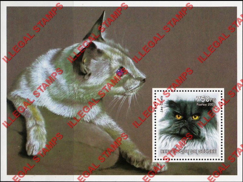 Guinea Republic 2002 Cats Illegal Stamp Souvenir Sheet of 1 Guinea Republic 2002 Cats Illegal Stamp Souvenir Sheet of 1
