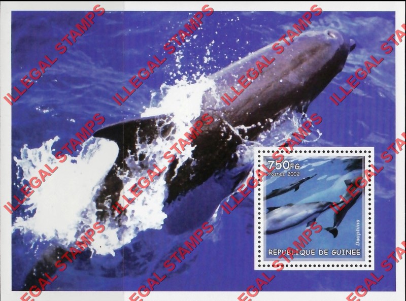 Guinea Republic 2002 Dolphins Illegal Stamp Souvenir Sheet of 1 Guinea Republic 2002 Dolphins Illegal Stamp Souvenir Sheet of 1