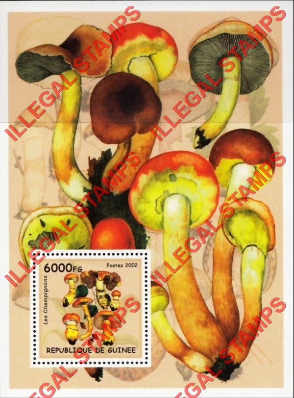 Guinea Republic 2002 Mushrooms Illegal Stamp Souvenir Sheet of 1 Guinea Republic 2002 Mushrooms Illegal Stamp Souvenir Sheet of 1