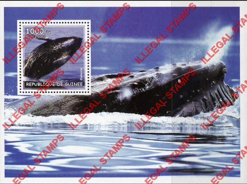 Guinea Republic 2002 Whales Illegal Stamp Souvenir Sheet of 1 Guinea Republic 2002 Whales Illegal Stamp Souvenir Sheet of 1