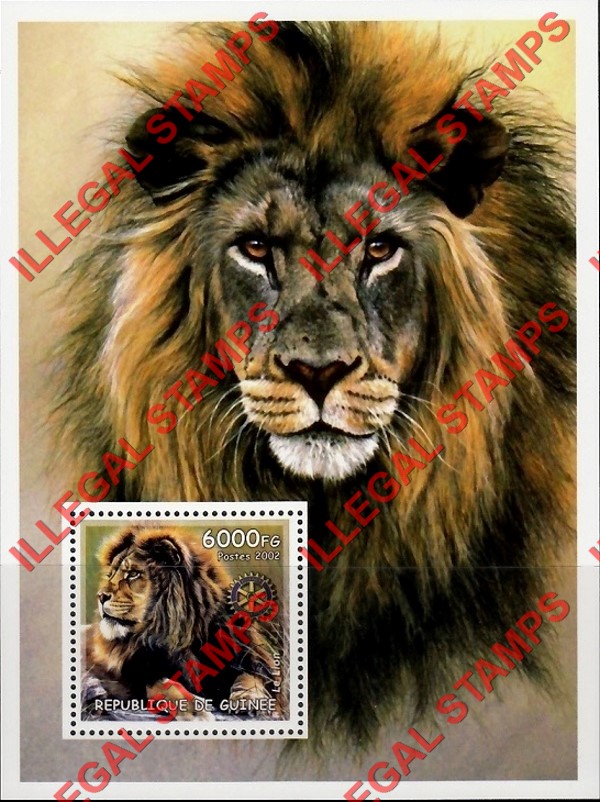 Guinea Republic 2002 Wild Cats Lions Tigers Illegal Stamp Souvenir Sheet of 1 Guinea Republic 2002 Wild Cats Lions Tigers Illegal Stamp Souvenir Sheet of 1