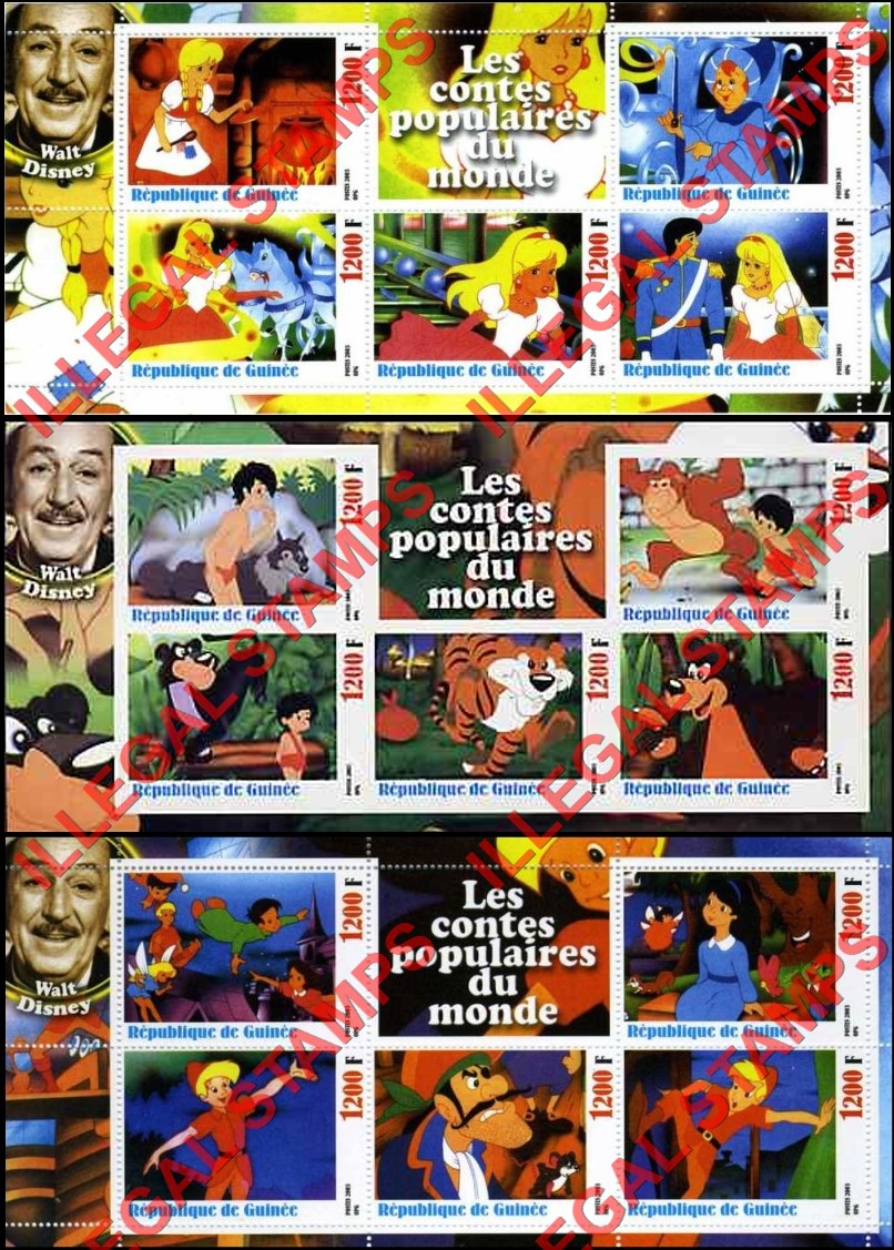 Guinea Republic 2003 Disney Fairy Tale Cartoons Illegal Stamp Souvenir Sheets of 5 (Part 2) Guinea Republic 2003 Disney Fairy Tale Cartoons Illegal Stamp Souvenir Sheets of 5 (Part 2)