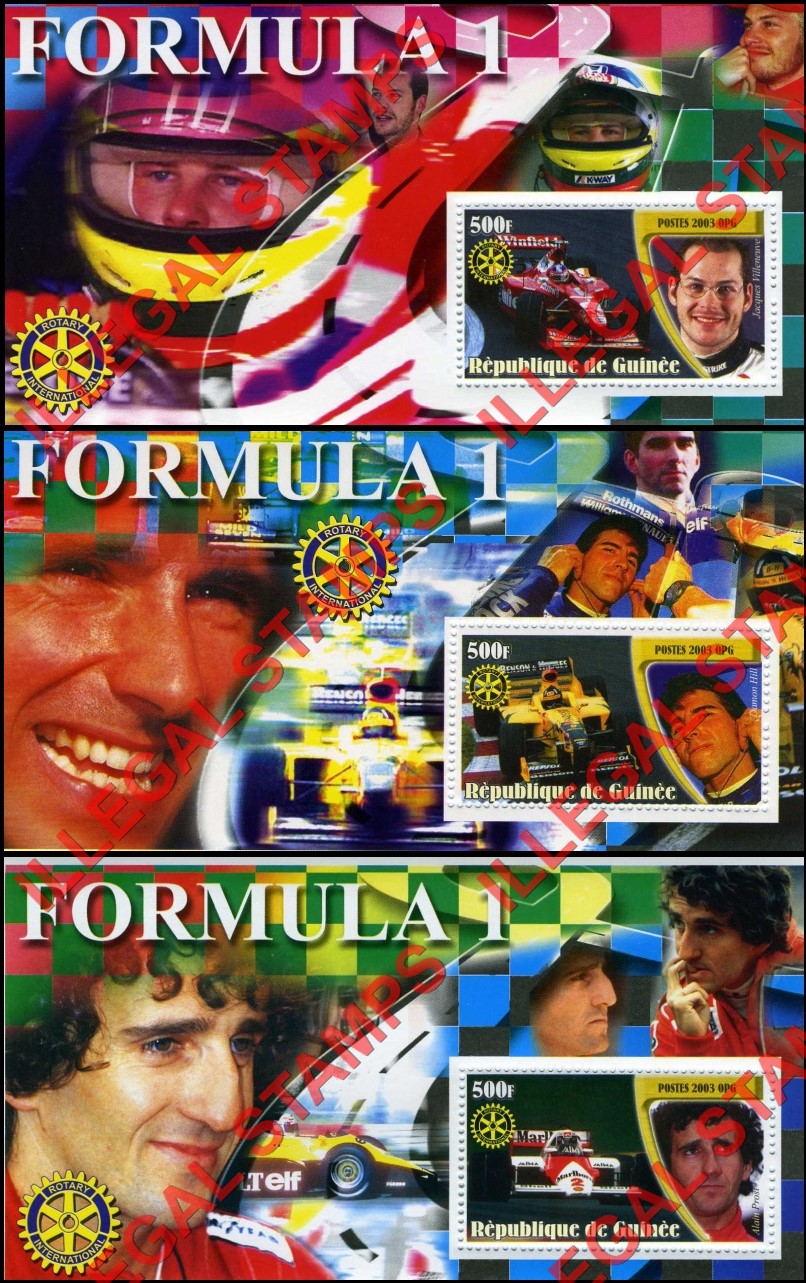 Guinea Republic 2003 Formula I Cars and Drivers Illegal Stamp Souvenir Sheets of 1 (Part 2) Guinea Republic 2003 Formula I Cars and Drivers Illegal Stamp Souvenir Sheets of 1 (Part 2)