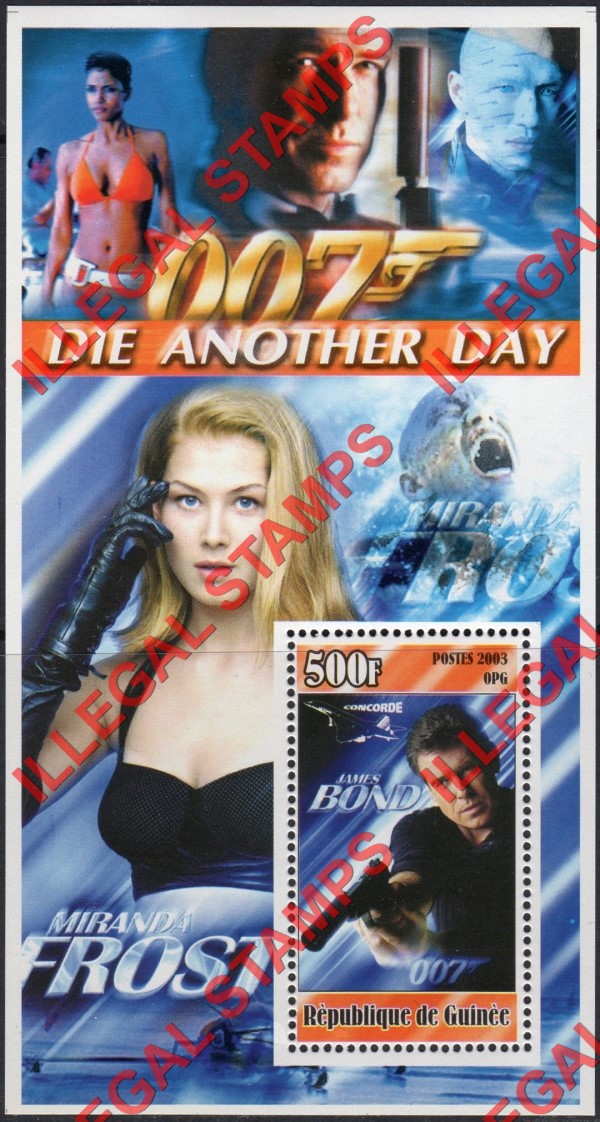 Guinea Republic 2003 James Bond Die Another Day Illegal Stamp Souvenir Sheet of 1 (Sheet 1) Guinea Republic 2003 James Bond Die Another Day Illegal Stamp Souvenir Sheet of 1 (Sheet 1)