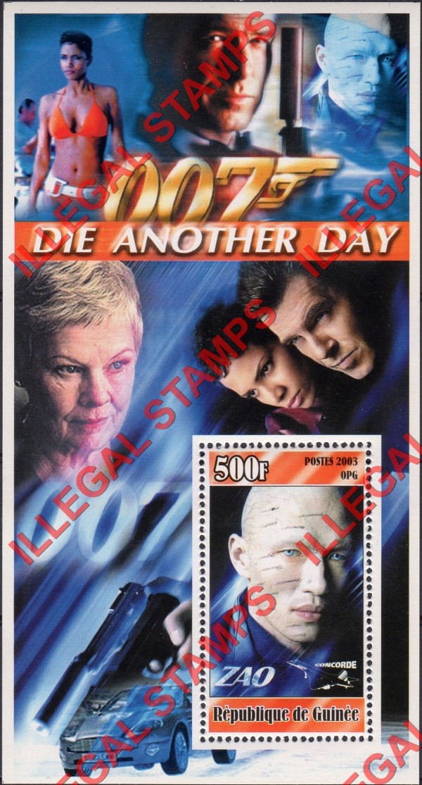 Guinea Republic 2003 James Bond Die Another Day Illegal Stamp Souvenir Sheet of 1 (Sheet 3) Guinea Republic 2003 James Bond Die Another Day Illegal Stamp Souvenir Sheet of 1 (Sheet 3)