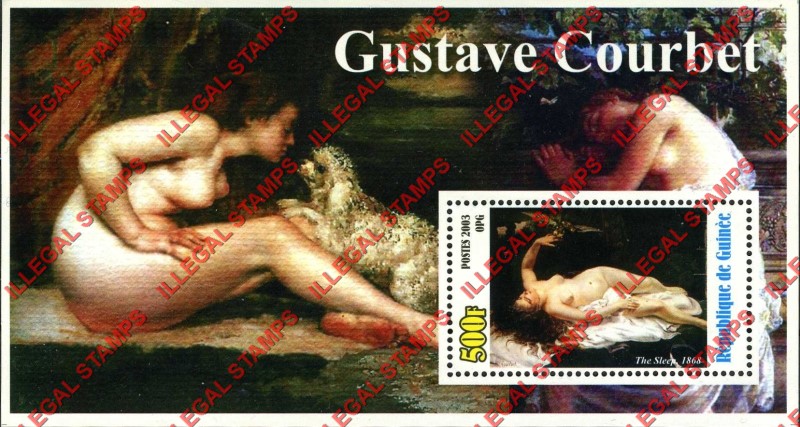 Guinea Republic 2003 Paintings by Gustave Courbet Illegal Stamp Souvenir Sheet of 1 Guinea Republic 2003 Paintings by Gustave Courbet Illegal Stamp Souvenir Sheet of 1
