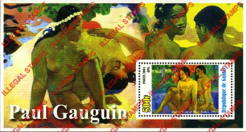 Guinea Republic 2003 Paintings by Paul Gauguin Illegal Stamp Souvenir Sheet of 1 Guinea Republic 2003 Paintings by Paul Gauguin Illegal Stamp Souvenir Sheet of 1