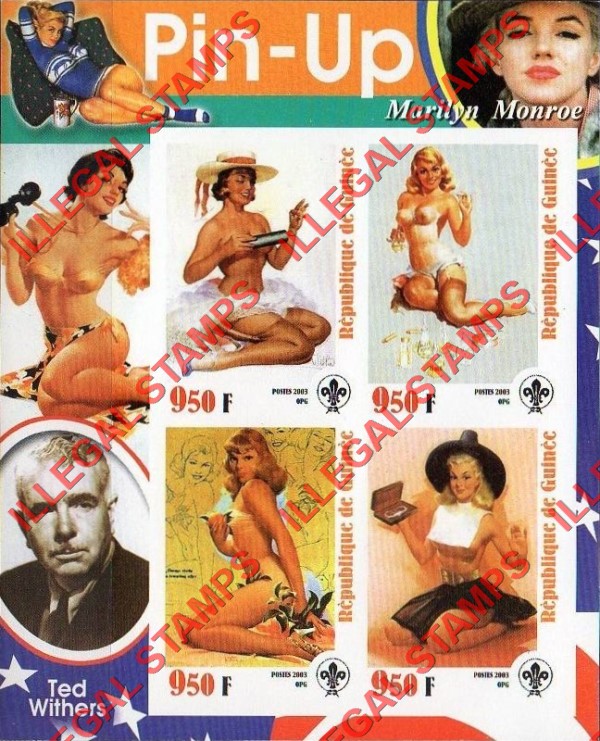 Guinea Republic 2003 Pin-Up Illegal Stamp Souvenir Sheet of 4 (Sheet 3) Guinea Republic 2003 Pin-Up Illegal Stamp Souvenir Sheet of 4 (Sheet 3)