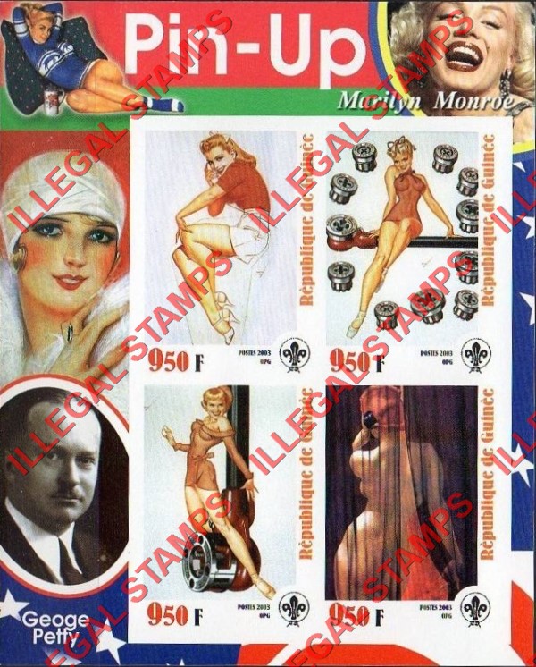 Guinea Republic 2003 Pin-Up Illegal Stamp Souvenir Sheet of 4 (Sheet 4) Guinea Republic 2003 Pin-Up Illegal Stamp Souvenir Sheet of 4 (Sheet 4)