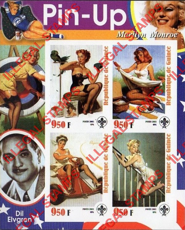 Guinea Republic 2003 Pin-Up Illegal Stamp Souvenir Sheet of 4 (Sheet 5) Guinea Republic 2003 Pin-Up Illegal Stamp Souvenir Sheet of 4 (Sheet 5)
