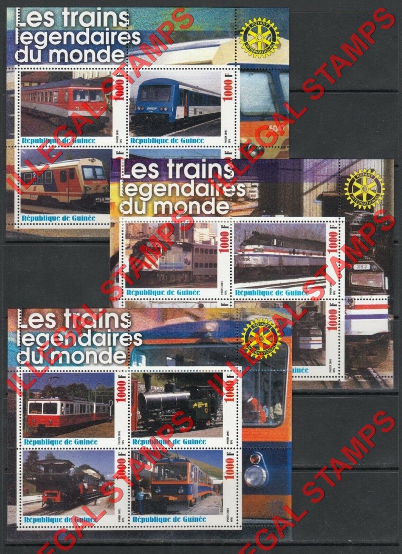 Guinea Republic 2003 Trains Locomotives Illegal Stamp Souvenir Sheets of 4 (Part 1) Guinea Republic 2003 Trains Locomotives Illegal Stamp Souvenir Sheets of 4 (Part 1)