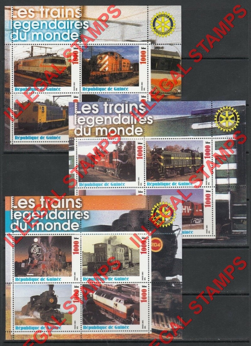 Guinea Republic 2003 Trains Locomotives Illegal Stamp Souvenir Sheets of 4 (Part 2) Guinea Republic 2003 Trains Locomotives Illegal Stamp Souvenir Sheets of 4 (Part 2)
