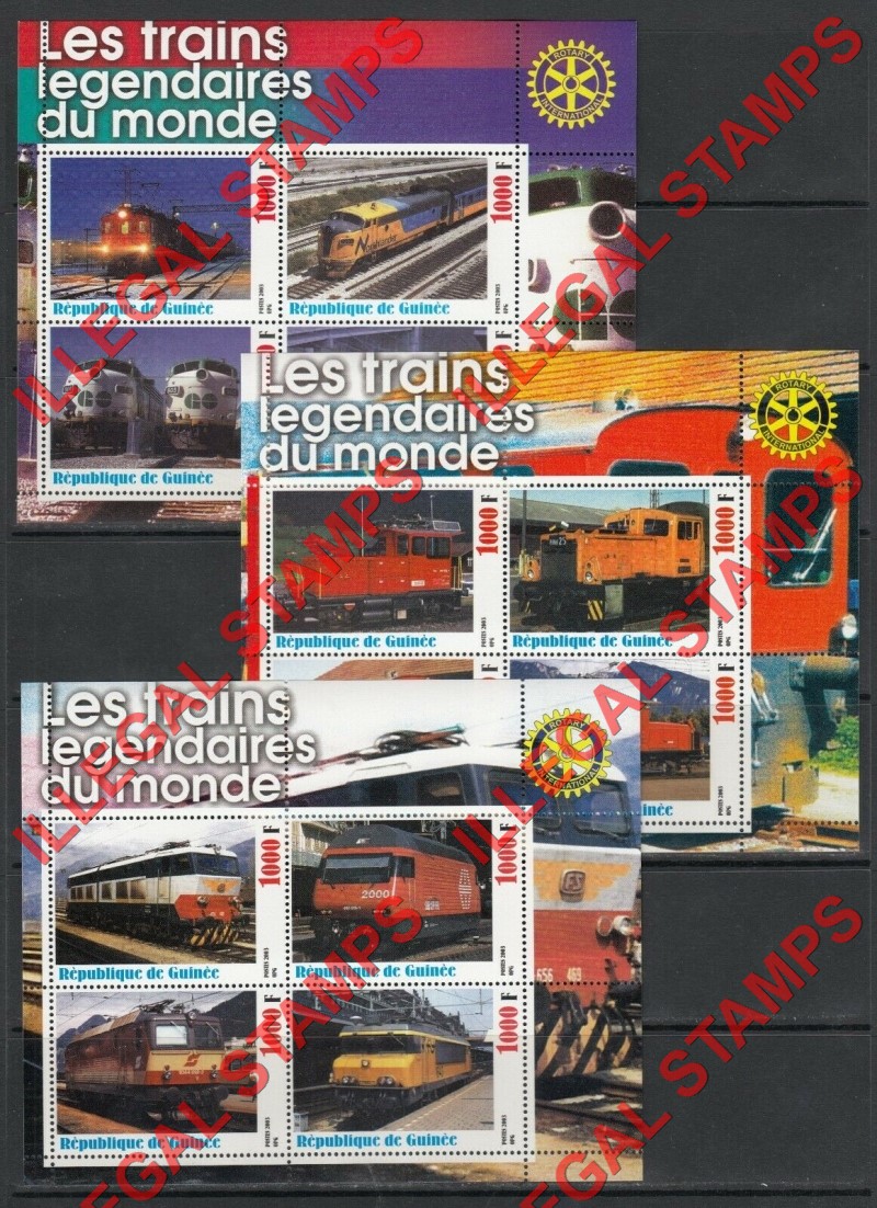 Guinea Republic 2003 Trains Locomotives Illegal Stamp Souvenir Sheets of 4 (Part 3) Guinea Republic 2003 Trains Locomotives Illegal Stamp Souvenir Sheets of 4 (Part 3)