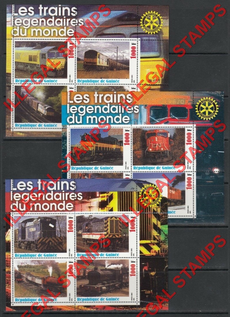 Guinea Republic 2003 Trains Locomotives Illegal Stamp Souvenir Sheets of 4 (Part 4) Guinea Republic 2003 Trains Locomotives Illegal Stamp Souvenir Sheets of 4 (Part 4)