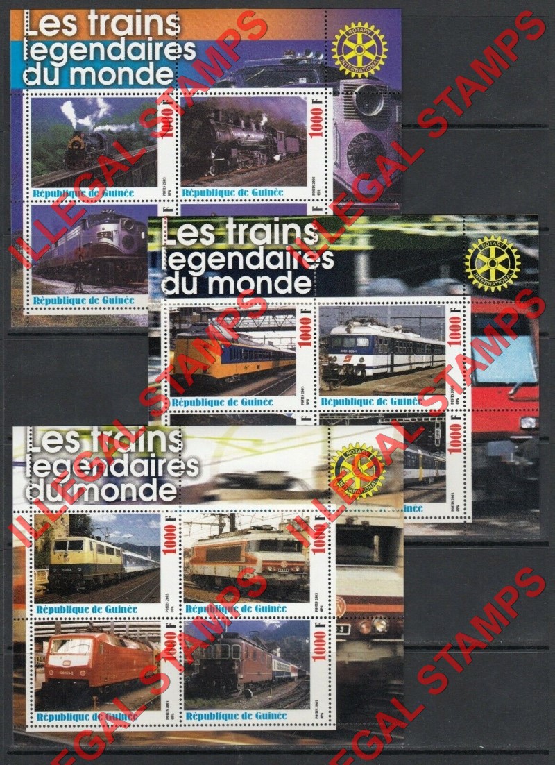 Guinea Republic 2003 Trains Locomotives Illegal Stamp Souvenir Sheets of 4 (Part 5) Guinea Republic 2003 Trains Locomotives Illegal Stamp Souvenir Sheets of 4 (Part 5)