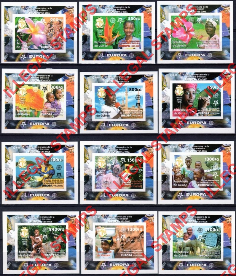 Guinea Republic 2005 EUROPA 2006 50th Anniversary Illegal Stamp Deluxe Souvenir Sheets of 1 Guinea Republic 2005 EUROPA 2006 50th Anniversary Illegal Stamp Deluxe Souvenir Sheets of 1