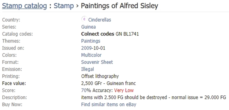 Snapshot of Colnect Listing and Description of Guinea Republic 2009 Paintings Illegal Stamp Souvenir Sheet Snapshot of Colnect Listing and Description of Guinea Republic 2009 Paintings Illegal Stamp Souvenir Sheet