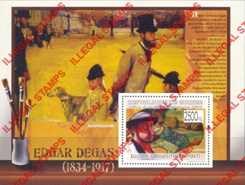 Guinea Republic 2009 Paintings Art by Edgar Degas Illegal Stamp Souvenir Sheet of 1 Guinea Republic 2009 Paintings Art by Edgar Degas Illegal Stamp Souvenir Sheet of 1