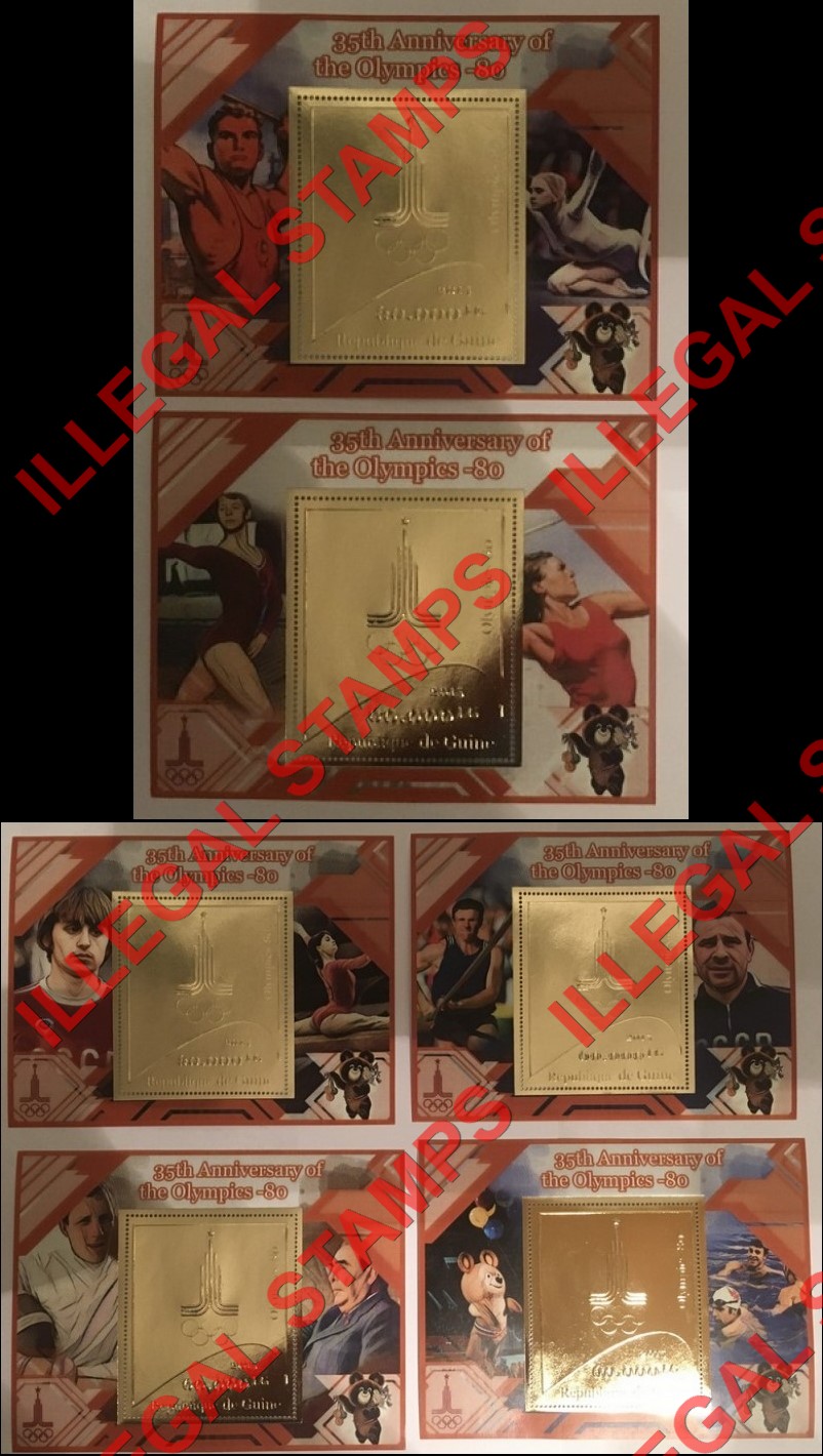 Guinea Republic 2015 Olympic Games in Moscow in 1980 Illegal Gold Foil Stamp Souvenir Sheets of 1 (Part 1)