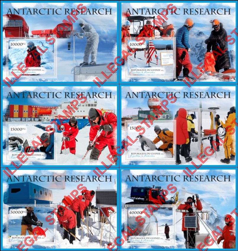 Guinea Republic 2016 Antarctic Research Illegal Stamp Souvenir Sheets of 1 Guinea Republic 2016 Antarctic Research Illegal Stamp Souvenir Sheets of 1
