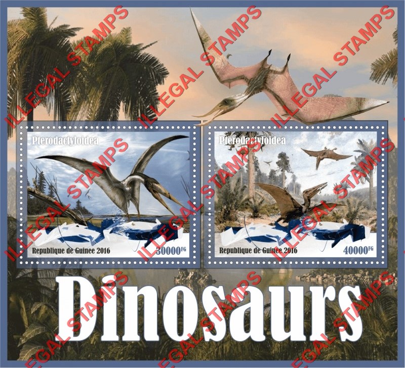 Guinea Republic 2016 Dinosaurs Illegal Stamp Souvenir Sheet of 2 Guinea Republic 2016 Dinosaurs Illegal Stamp Souvenir Sheet of 2