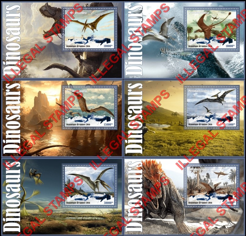 Guinea Republic 2016 Dinosaurs Illegal Stamp Souvenir Sheets of 1 Guinea Republic 2016 Dinosaurs Illegal Stamp Souvenir Sheets of 1