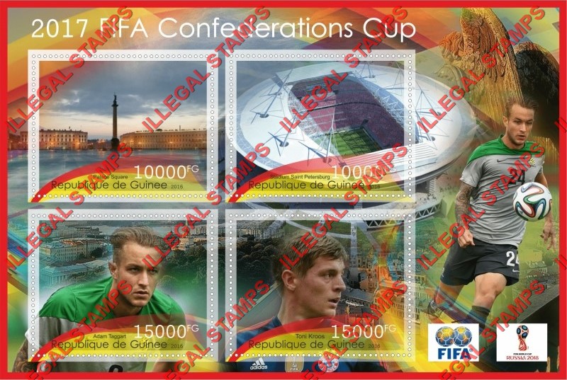 Guinea Republic 2016 FIFA Confederations Cup in 2017 Illegal Stamp Souvenir Sheet of 4 Guinea Republic 2016 FIFA Confederations Cup in 2017 Illegal Stamp Souvenir Sheet of 4