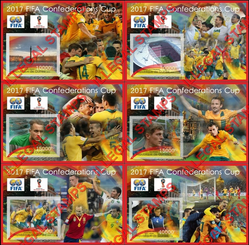 Guinea Republic 2016 FIFA Confederations Cup in 2017 Illegal Stamp Souvenir Sheets of 1 Guinea Republic 2016 FIFA Confederations Cup in 2017 Illegal Stamp Souvenir Sheets of 1