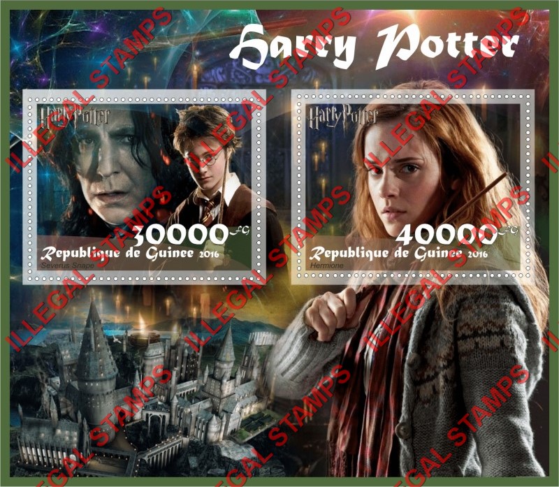 Guinea Republic 2016 Harry Potter Illegal Stamp Souvenir Sheet of 2 Guinea Republic 2016 Harry Potter Illegal Stamp Souvenir Sheet of 2