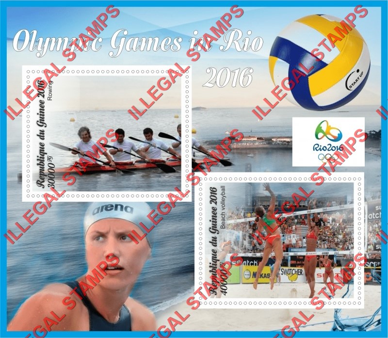Guinea Republic 2016 Olympic Games in Rio Illegal Stamp Souvenir Sheet of 2 Guinea Republic 2016 Olympic Games in Rio Illegal Stamp Souvenir Sheet of 2