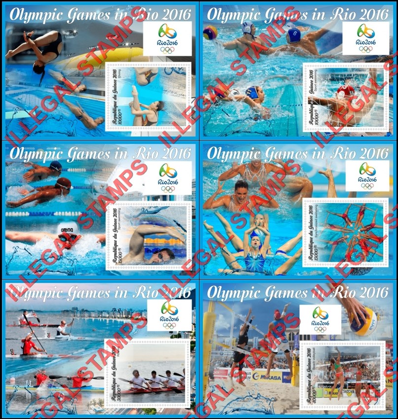 Guinea Republic 2016 Olympic Games in Rio Illegal Stamp Souvenir Sheets of 1 Guinea Republic 2016 Olympic Games in Rio Illegal Stamp Souvenir Sheets of 1