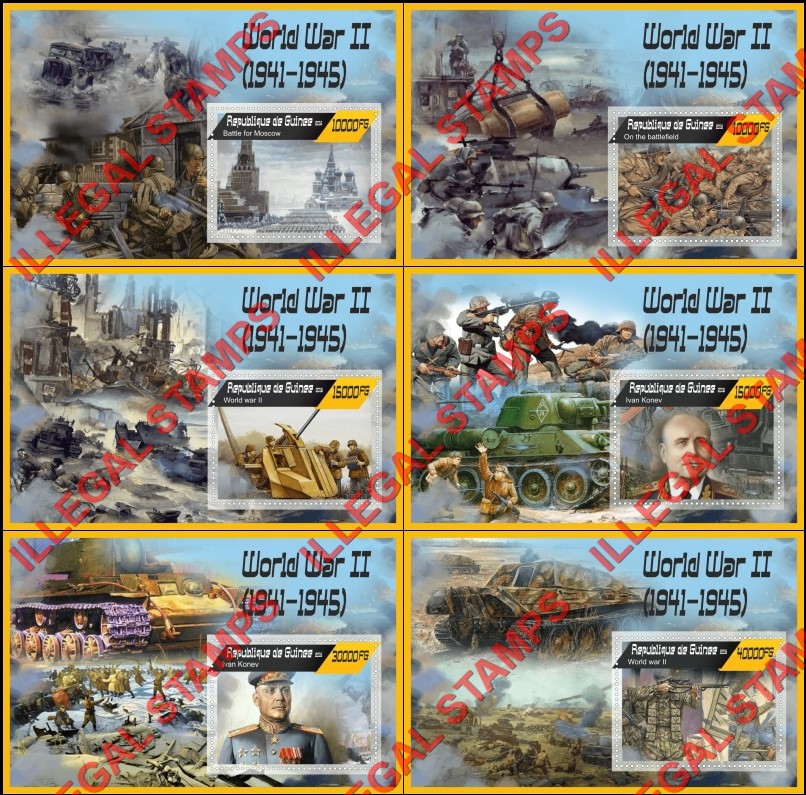Guinea Republic 2016 World War II Illegal Stamp Souvenir Sheets of 1 Guinea Republic 2016 World War II Illegal Stamp Souvenir Sheets of 1