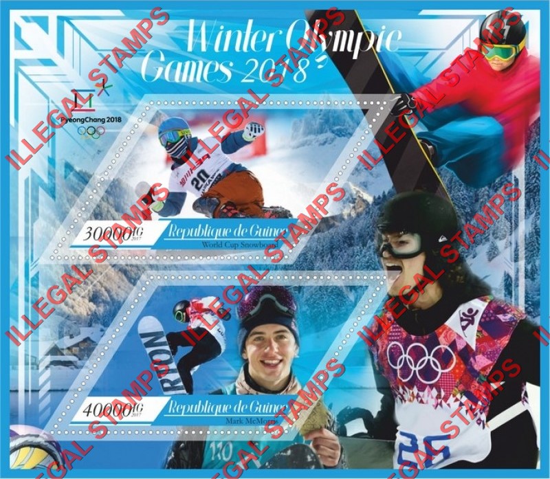 Guinea Republic 2017 Olympic Games in PyeongChang in 2018 (different a) Illegal Stamp Souvenir Sheet of 2