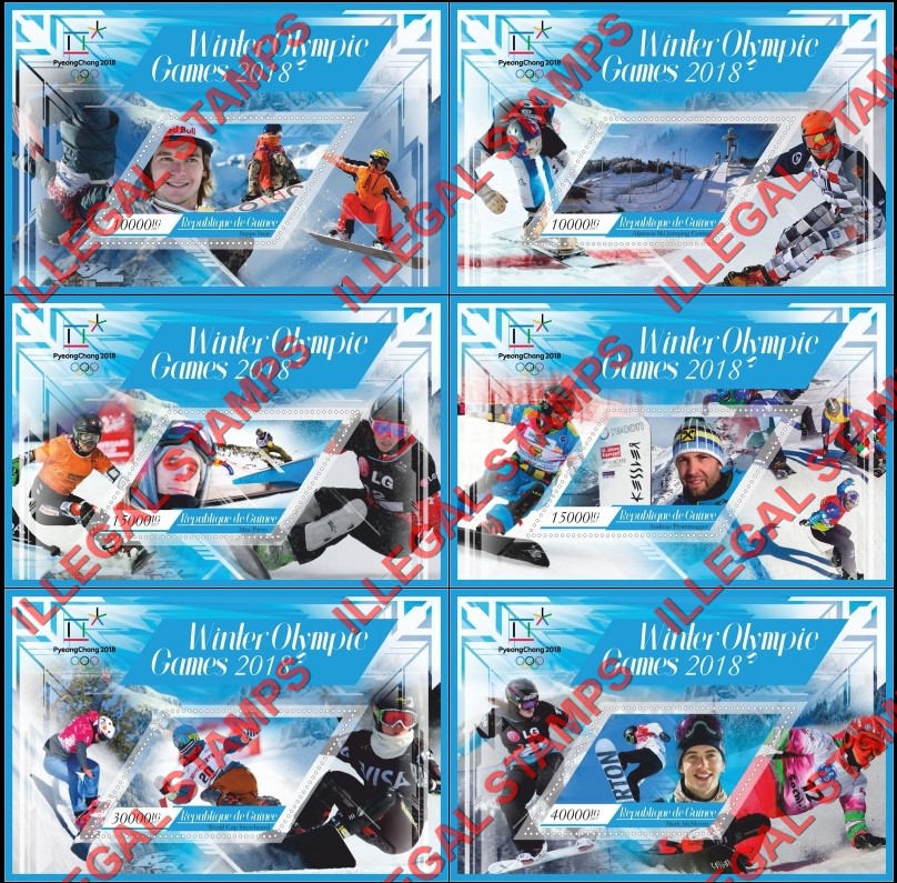 Guinea Republic 2017 Olympic Games in PyeongChang in 2018 (different a) Illegal Stamp Souvenir Sheets of 1