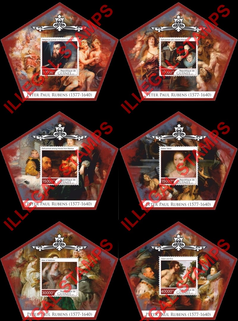 Guinea Republic 2017 Paintings by Peter Paul Rubens Illegal Stamp Souvenir Sheets of 1