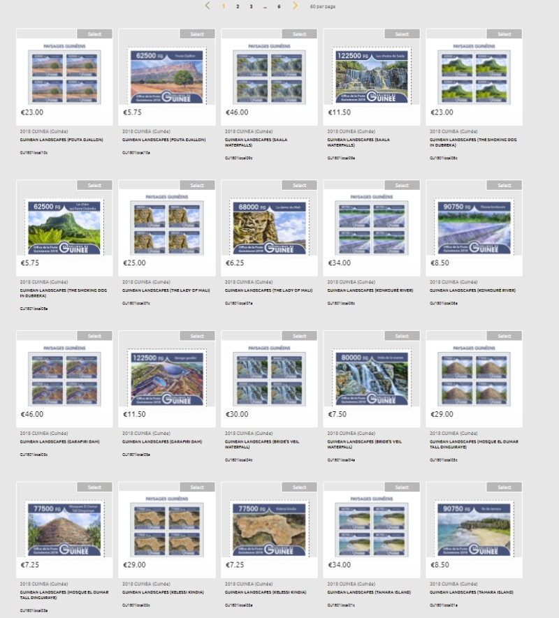 Guinea Republic 2018 Guinean Landscapes Stamperija Stamp issues being sold to public Guinea Republic 2018 Guinean Landscapes Stamperija Stamp issues being sold to public