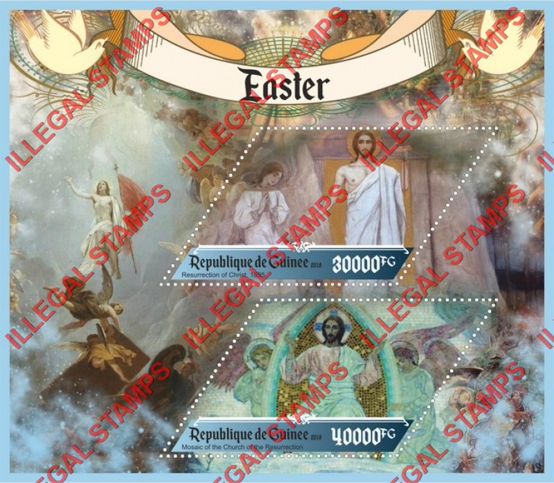 Guinea Republic 2018 Easter Paintings Illegal Stamp Souvenir Sheet of 2 Guinea Republic 2018 Easter Paintings Illegal Stamp Souvenir Sheet of 2