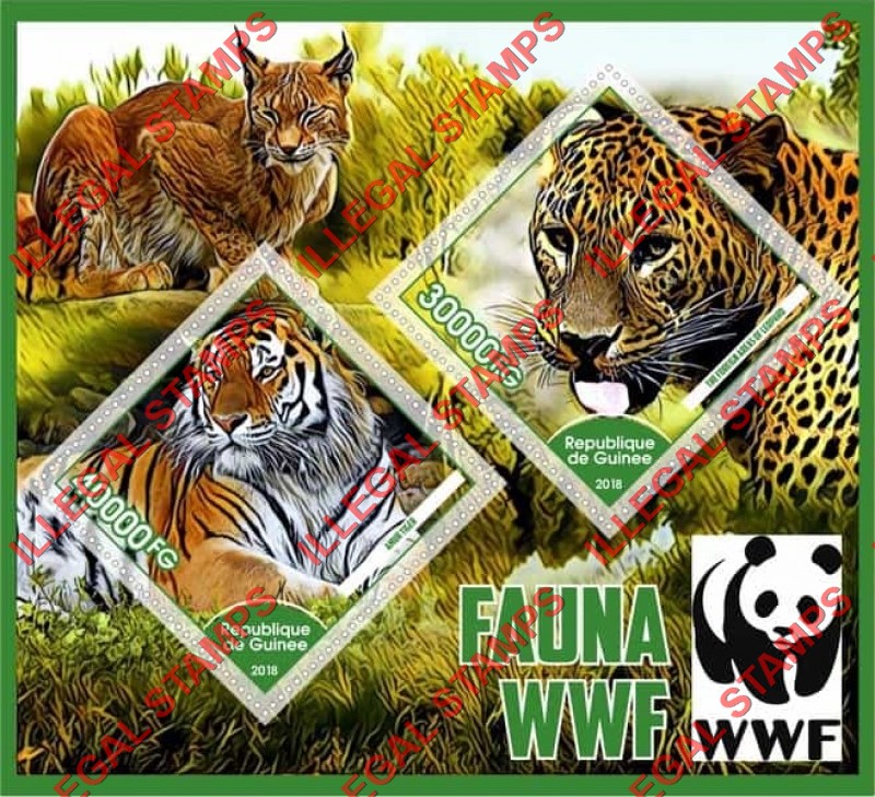 Guinea Republic 2018 Fauna WWF (World Wildlife Foundation) Illegal Stamp Souvenir Sheet of 2 Guinea Republic 2018 Fauna WWF (World Wildlife Foundation) Illegal Stamp Souvenir Sheet of 2