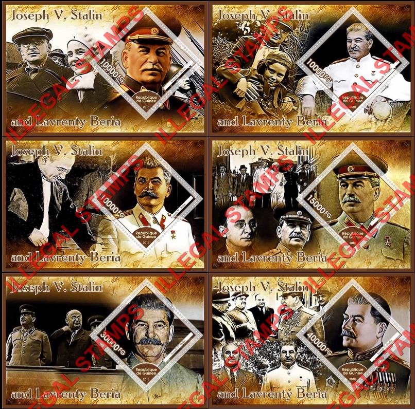 Guinea Republic 2018 Joseph Stalin and Lavrenty Beria Illegal Stamp Souvenir Sheets of 1 Guinea Republic 2018 Joseph Stalin and Lavrenty Beria Illegal Stamp Souvenir Sheets of 1