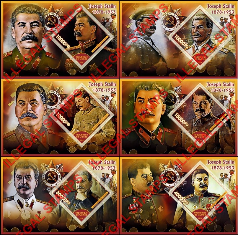 Guinea Republic 2018 Joseph Stalin (different a) Illegal Stamp Souvenir Sheets of 1 Guinea Republic 2018 Joseph Stalin (different a) Illegal Stamp Souvenir Sheets of 1